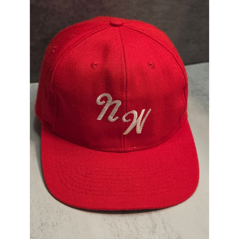 Vintage KC Red Snapback Hat NW Script Embroidery Green Underbrim Mens OSFA